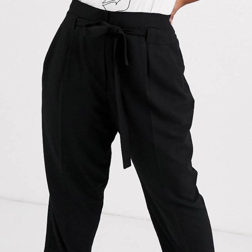 ASOS curve black pleated super high rise grazer pant